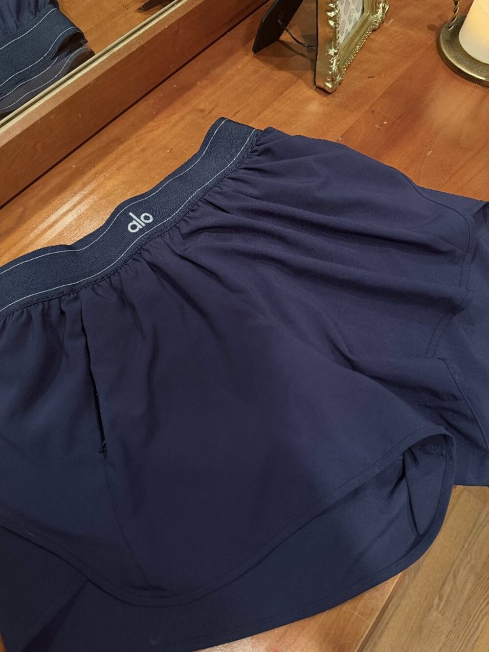 ALO Yoga Match Point Shorts Navy XS Logo Waist Running Tennis